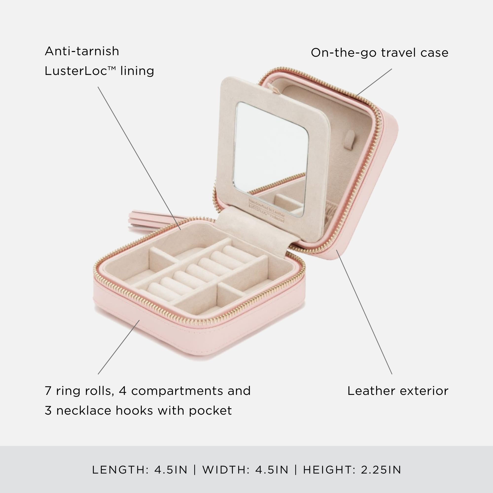 Amazon.com: WOLF Caroline Zip Travel Case, Rose Quartz - Seven